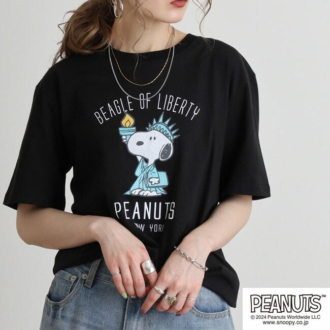 スヌーピー Tシャツ 半袖 トップス 旅行 旅 ニューヨーク プリント SNOOPY PEANUTS s1142-257sp