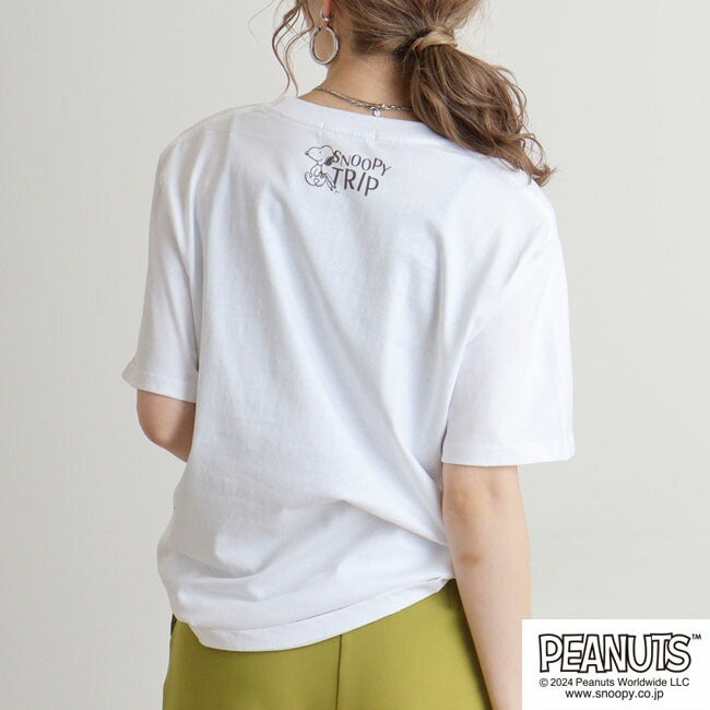 スヌーピー Tシャツ 半袖 トップス 旅行 旅 フランス ウッドストック プリント SNOOPY PEANUTS s1142-259sp