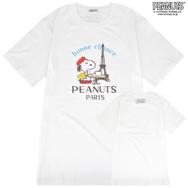 スヌーピー Tシャツ 半袖 トップス 旅行 旅 フランス ウッドストック プリント SNOOPY PEANUTS s1142-259sp