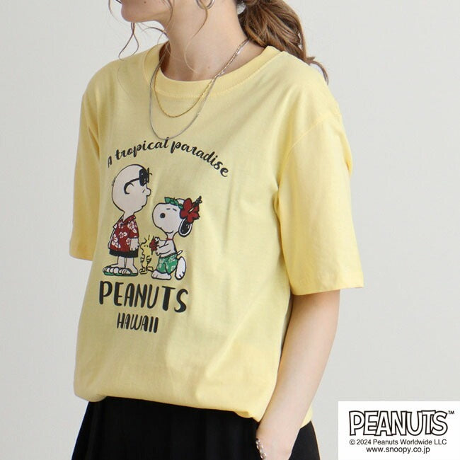 スヌーピー Tシャツ 半袖 トップス 旅行 旅 ハワイ ウッドストック プリント SNOOPY PEANUTS s1142-260sp