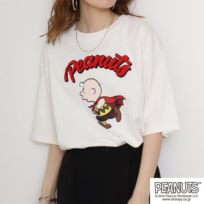スヌーピー チャーリーブラウン Tシャツ サガラ刺繍 オーバーサイズ シルエット s1142-40sp