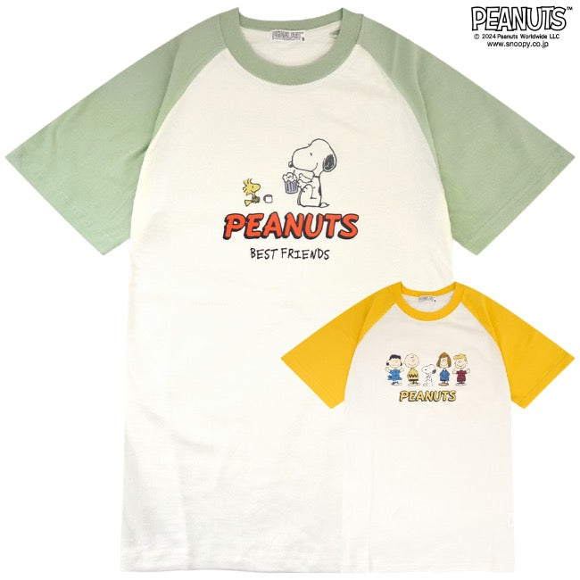 スヌーピー 半袖 トップス Tシャツ ラグラン プリント SNOOPY PEANUTS s1142-412sp
