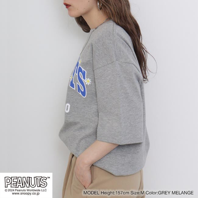 スヌーピー オラフ Tシャツ 半袖 ドロップショルダー カレッジ 刺繍 プリント SNOOPY PEANUTS s1142-42sp