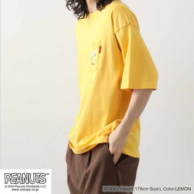 スヌーピー オラフ ポケット ドロップショルダー Tシャツ 刺繍 SNOOPY PEANUTS s1142-46sp
