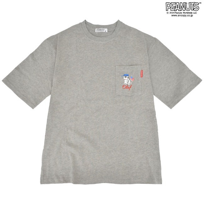 スヌーピー オラフ ポケット ドロップショルダー Tシャツ 刺繍 SNOOPY PEANUTS s1142-46sp