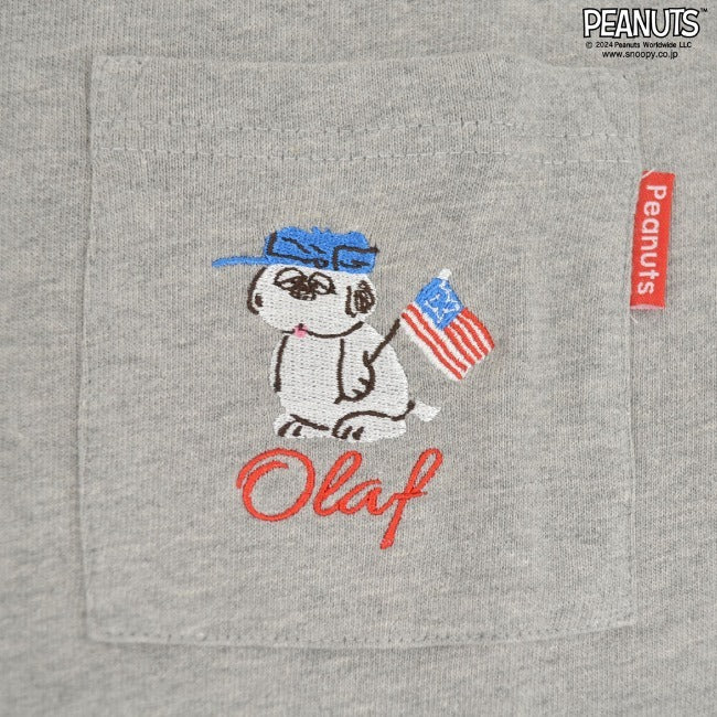 スヌーピー オラフ ポケット ドロップショルダー Tシャツ 刺繍 SNOOPY PEANUTS s1142-46sp