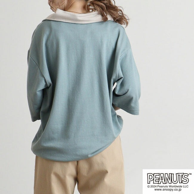 スヌーピー 半袖 ハーフジップ トレーナー ミニ裏毛 SNOOPY PEANUTS s1142-62sp