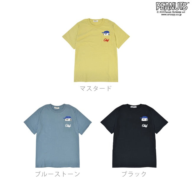 スヌーピー Tシャツ 半袖 刺繍 オラフ ポケット トップス SNOOPY PEANUTS s1143-06sp
