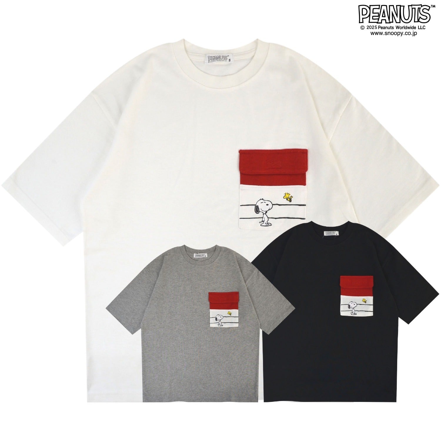 スヌーピー Tシャツ 半袖 トップス ポケット プリント ドロップショルダー ヘビーウェイト SNOOPY PEANUTS s1152-13sp