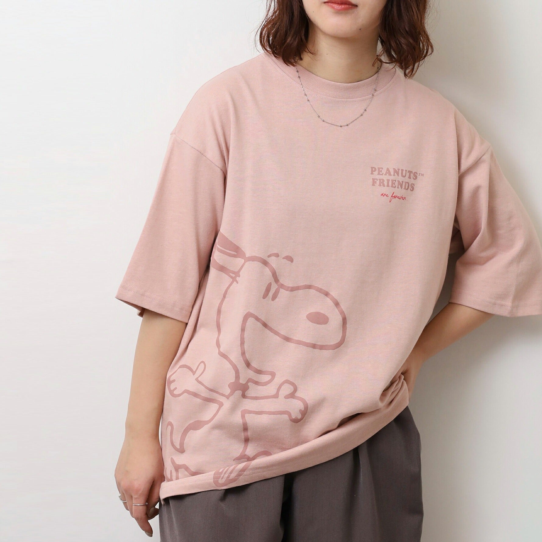 スヌーピー Tシャツ トップス 半袖 ヘビーウェイト ドロップショルダー プリント PEANUTS SNOOPY s1152-15sp