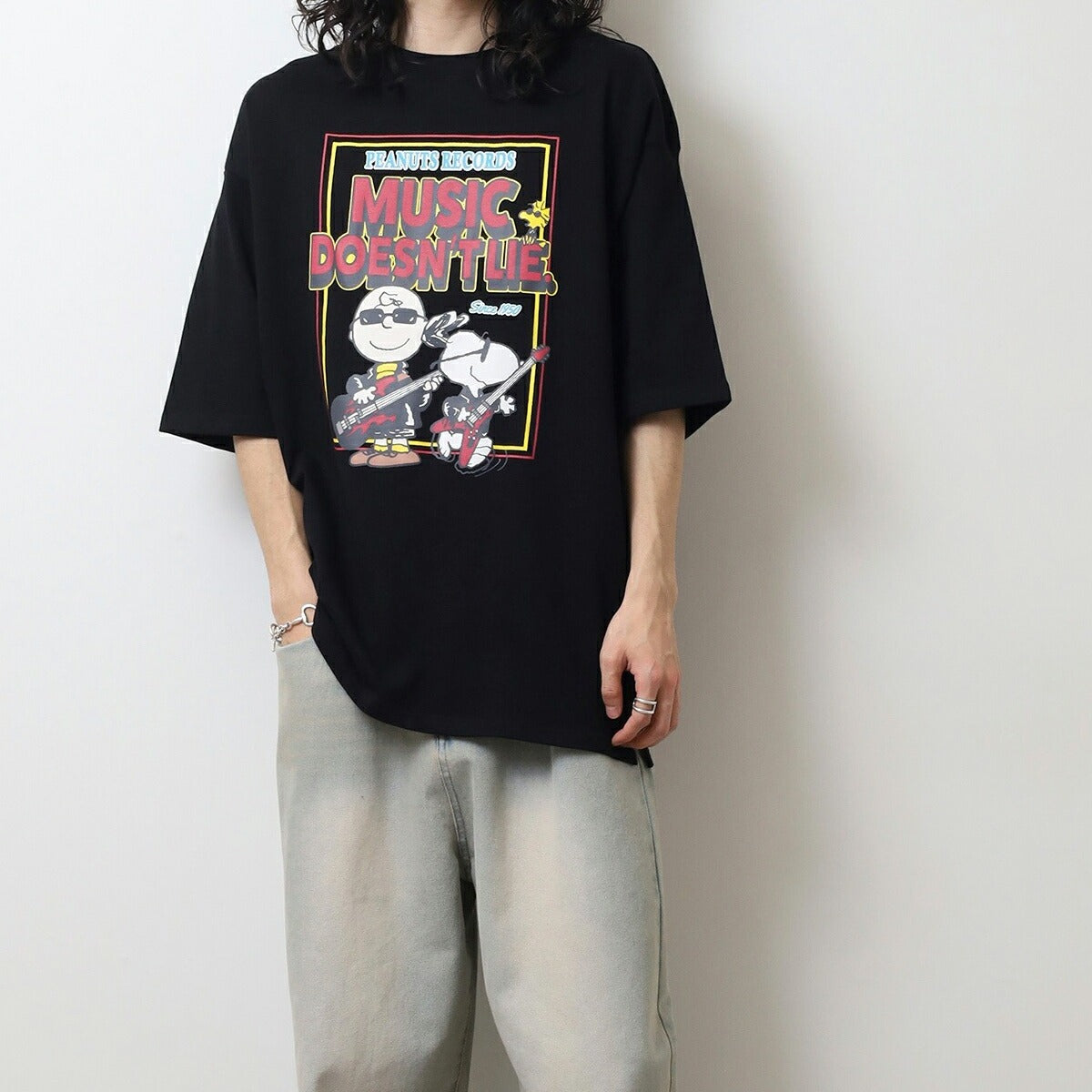 スヌーピー ロック柄 ヘビーウェイト 半袖 Tシャツ SNOOPY PEANUTS s1152-17sp