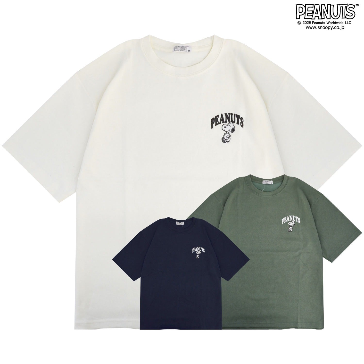 スヌーピー 柄接触冷感 半袖 ビッグシルエット Tシャツ 刺 SNOOPY PEANUTS s1152-293sp