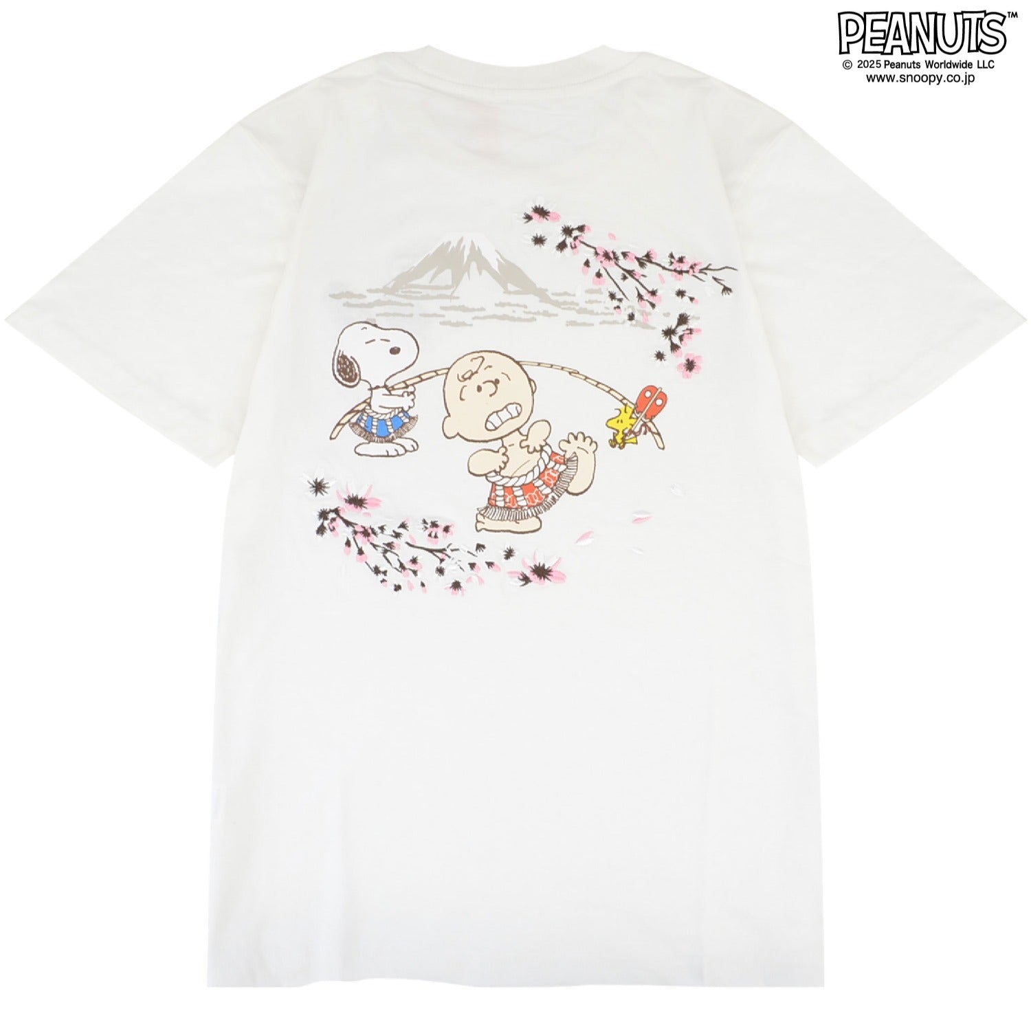 スヌーピー 半袖 Tシャツ トップス 相撲 さくら柄 刺繍 バックプリント チャーリー・ブラウン ウッドストック SNOOPY PEANUTS s1152-35sp