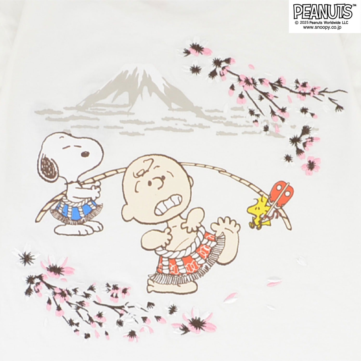 スヌーピー 半袖 Tシャツ トップス 相撲 さくら柄 刺繍 バックプリント チャーリー・ブラウン ウッドストック SNOOPY PEANUTS s1152-35sp