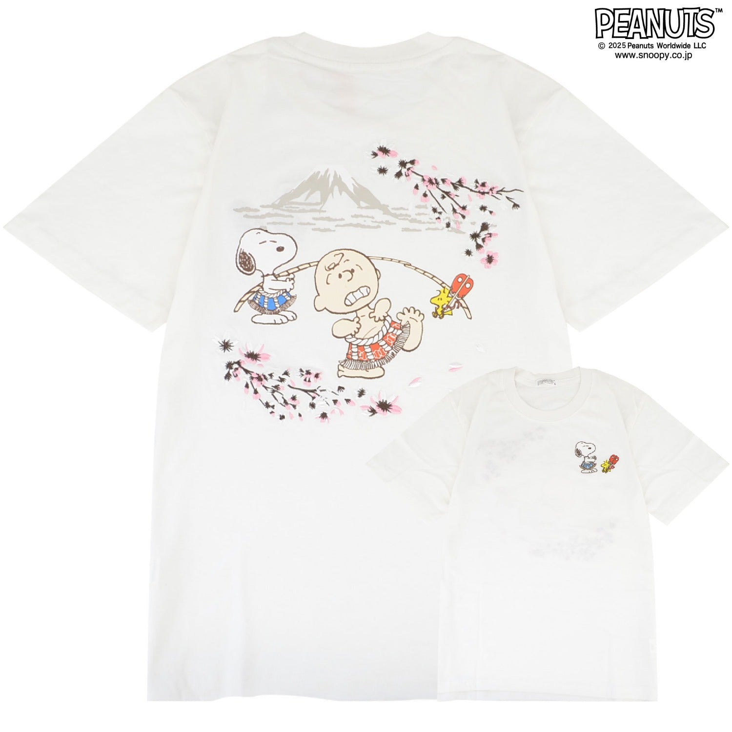 スヌーピー 半袖 Tシャツ トップス 相撲 さくら柄 刺繍 バックプリント チャーリー・ブラウン ウッドストック SNOOPY PEANUTS s1152-35sp