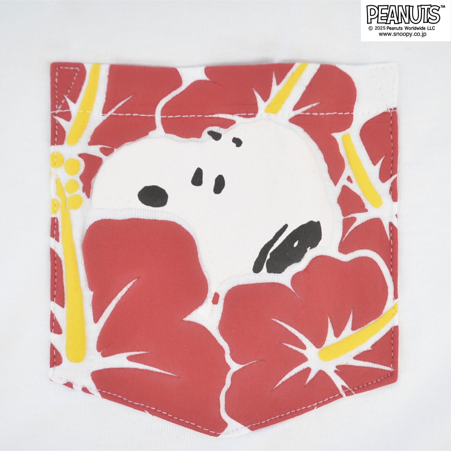 スヌーピー Tシャツ 半袖 トップス 柄ポケット 発泡プリント ワンポイント ハイビスカス SNOOPY PEANUTS s1152-57sp