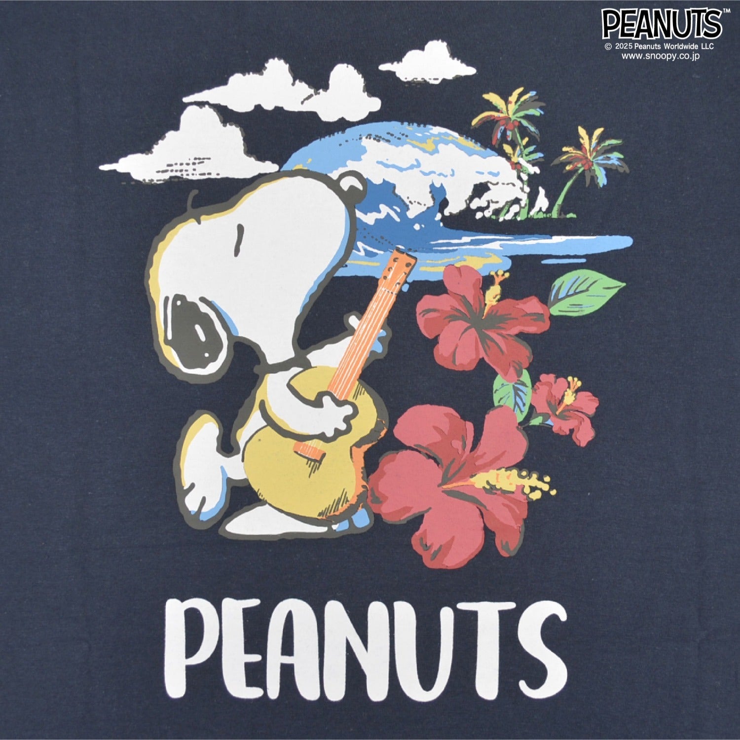 スヌーピー ウクレレ ハイビスカス ハワイアン プリント 半袖 Tシャツ 春 夏 SNOOPY PEANUTS s1152-60sp