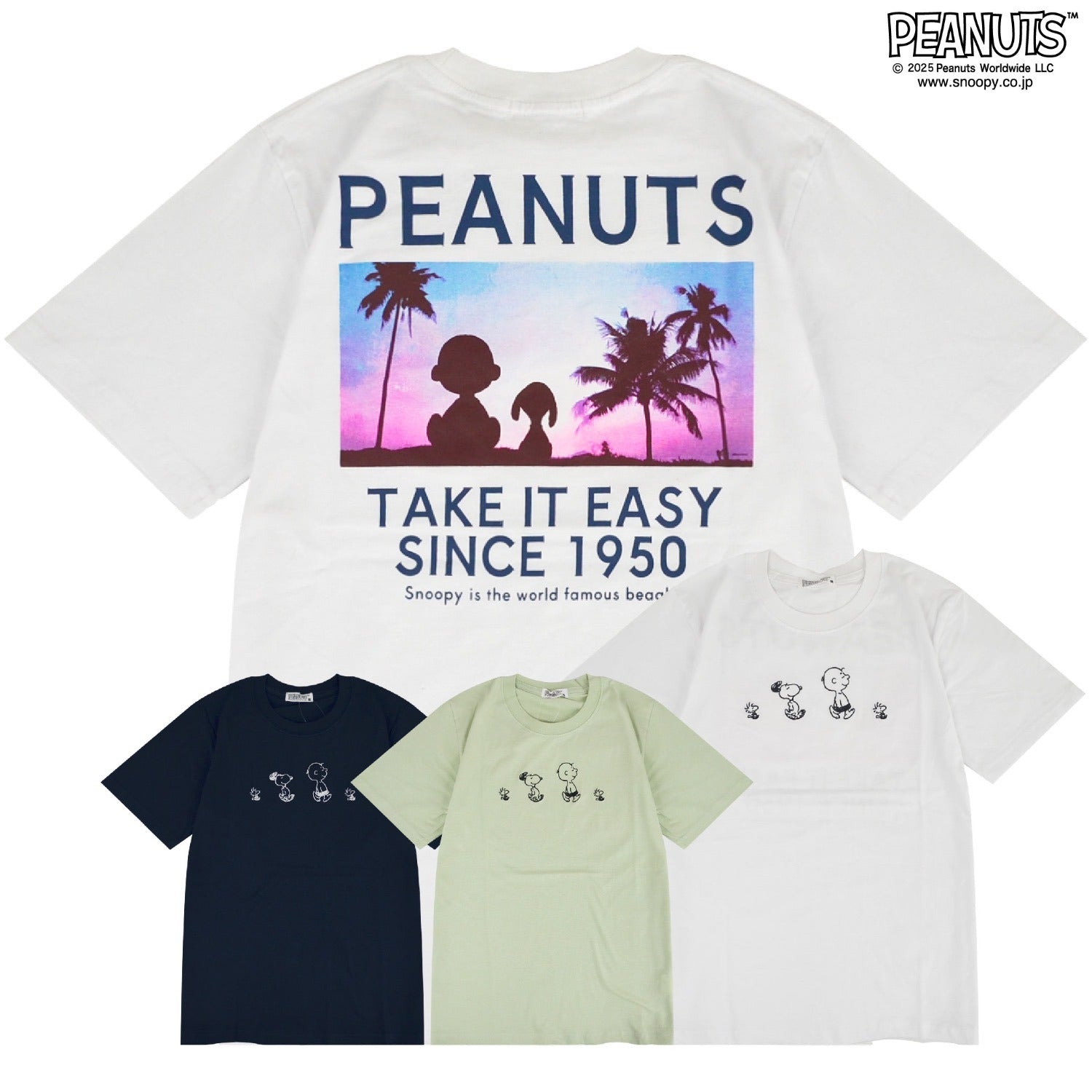 スヌーピー Tシャツ 半袖 トップス バック フォト プリント 刺繍 SNOOPY PEANUTS s1152-66sp