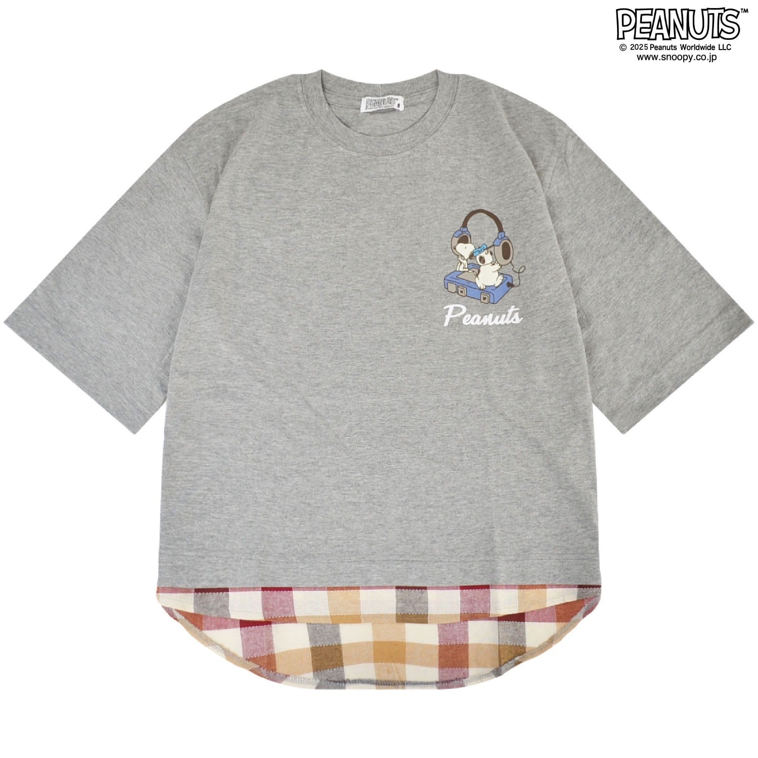 スヌーピー 半袖 Tシャツ プリント レイヤード風 オラフ ヘッドホン柄 春夏 切替 SNOOPY PEANUT s1152-76sp