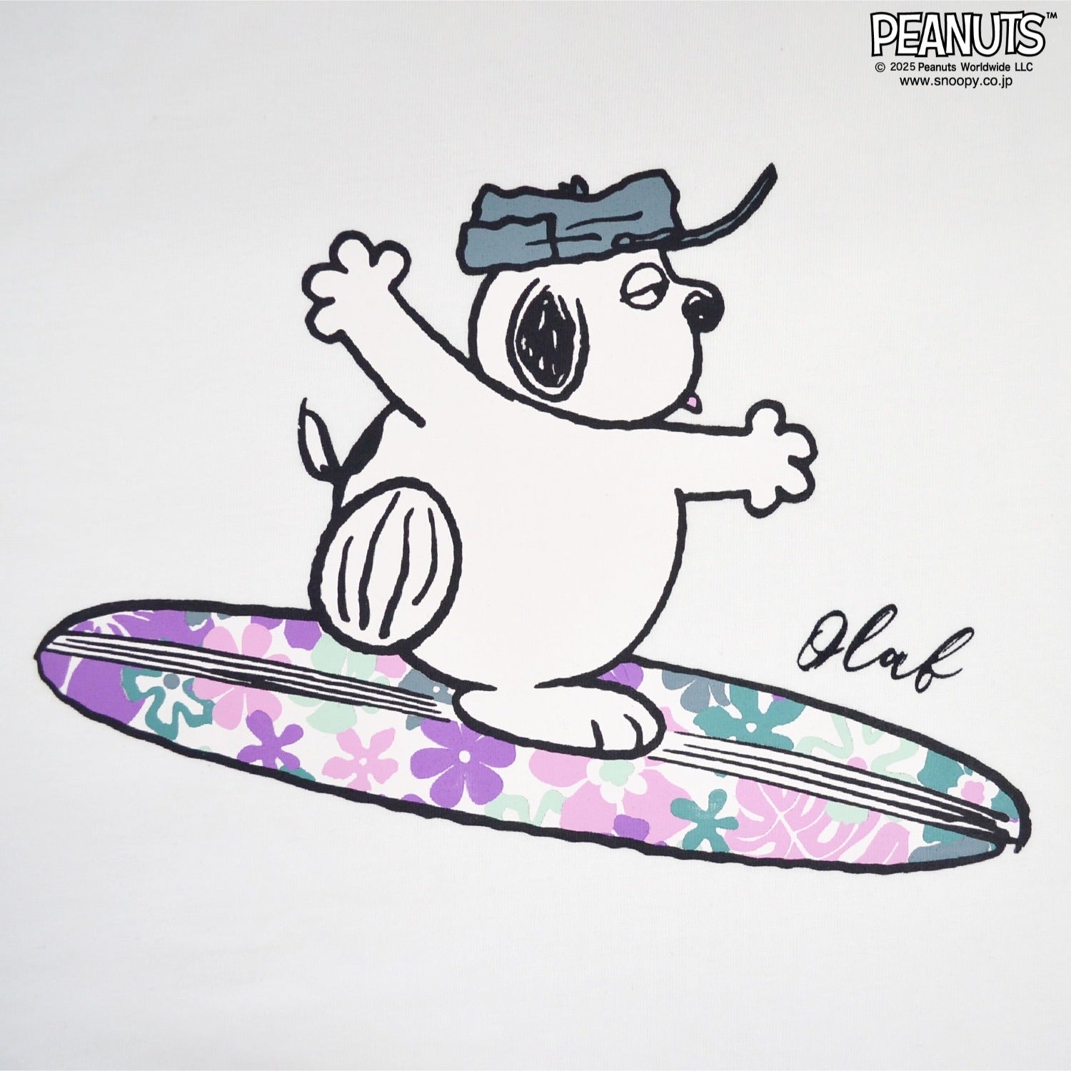 スヌーピー PEAUTS オラフ 花柄 プリント 天竺 半袖 Tシャツ サーフィン SNOOPY PEAUTS s1152-80sp