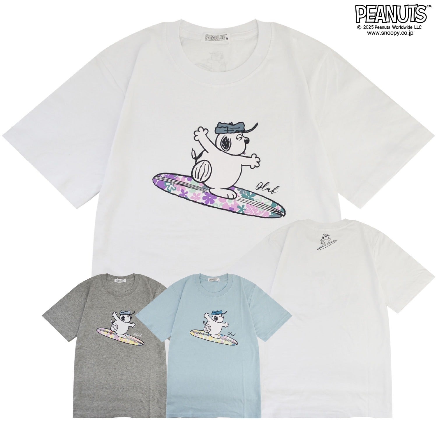 スヌーピー PEAUTS オラフ 花柄 プリント 天竺 半袖 Tシャツ サーフィン SNOOPY PEAUTS s1152-80sp