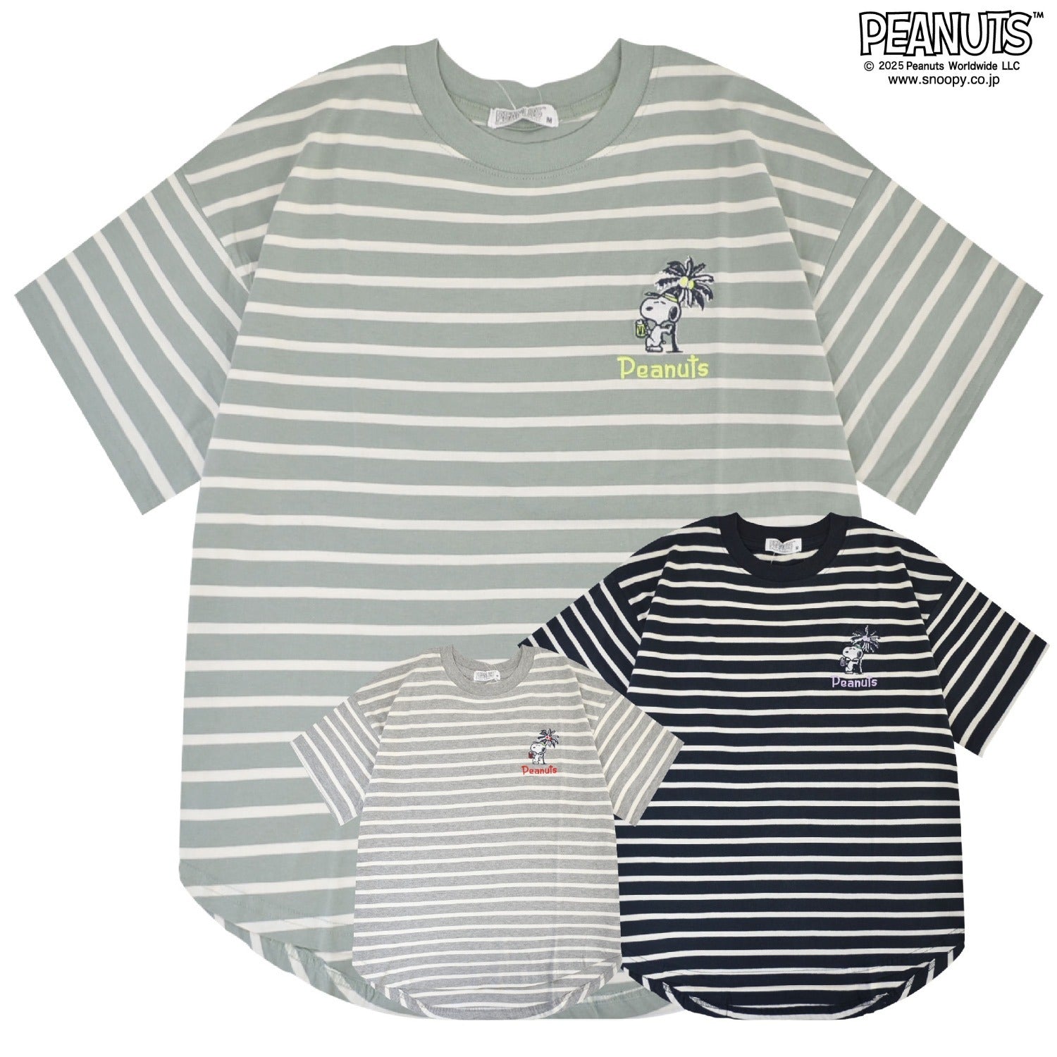 スヌーピー 半袖 Tシャツ ボーダー 春夏 天竺 刺繡 SNOOPY PEANUT s1152-83sp