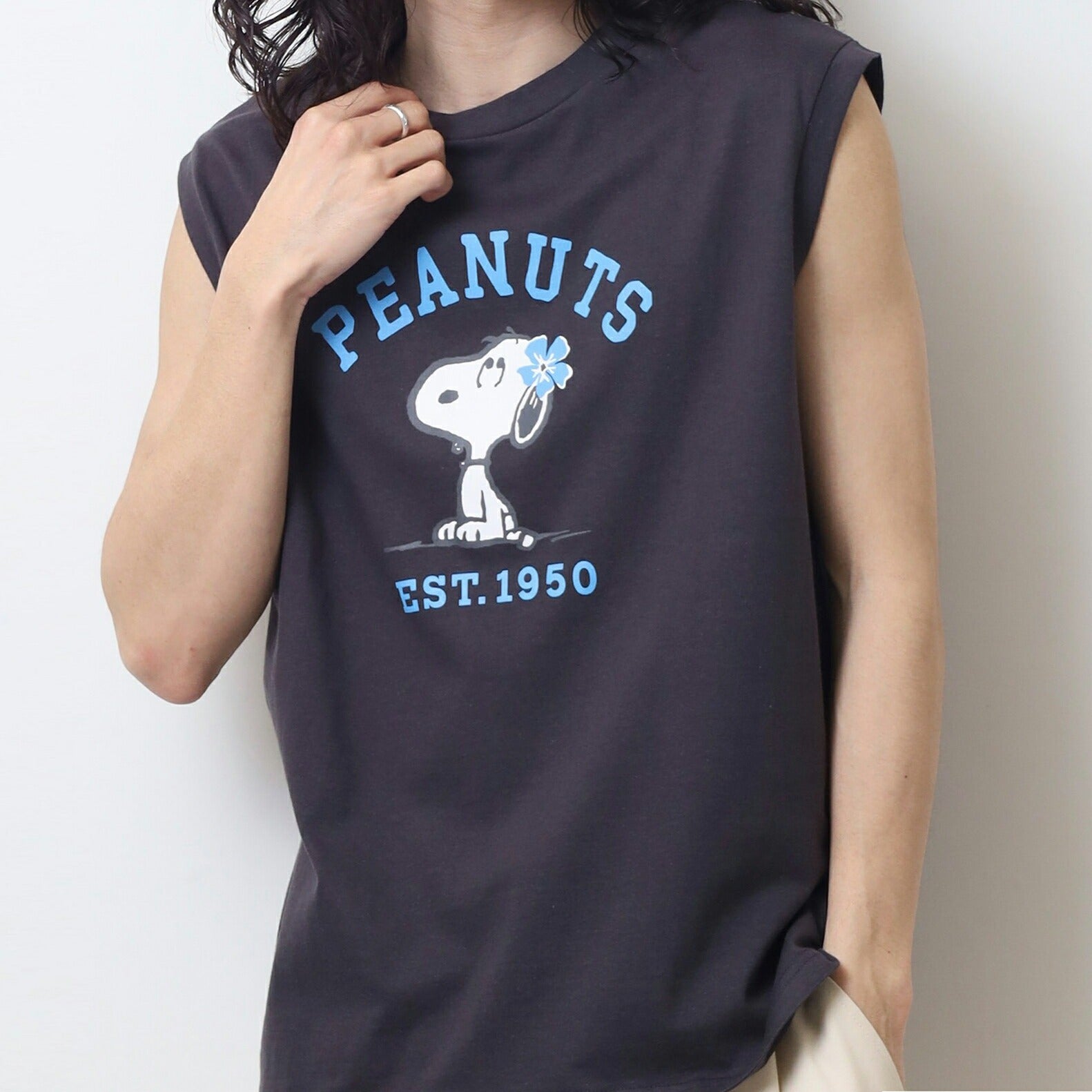 スヌーピー プリント ノースリーブ Tシャツ 夏 SNOOPY PEAUTS s1152-87sp