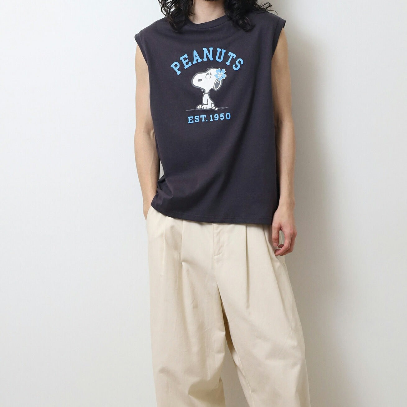 スヌーピー プリント ノースリーブ Tシャツ 夏 SNOOPY PEAUTS s1152-87sp
