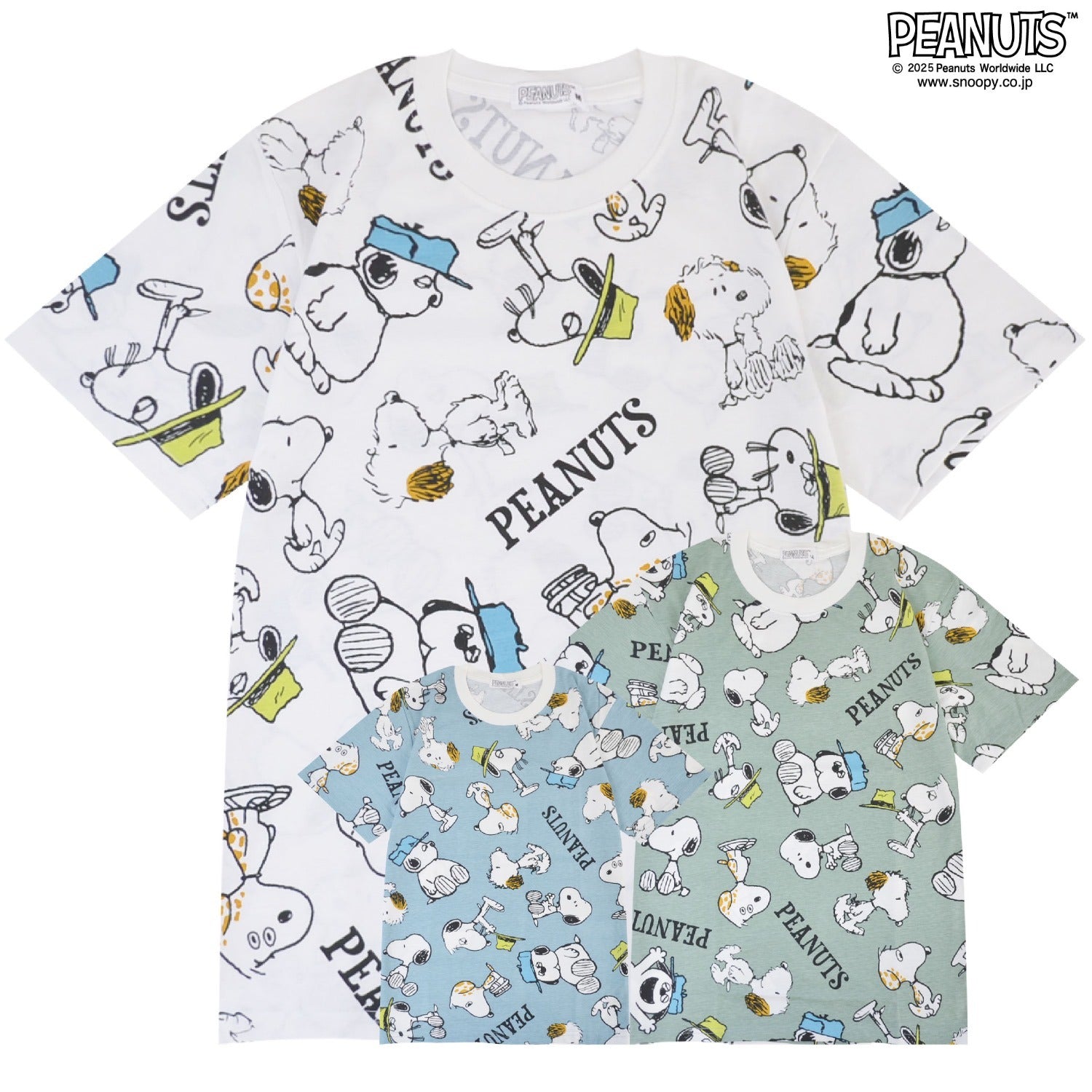 スヌーピー 半袖 Tシャツ 総柄 春夏 天竺 オラフ スパイク アンディー マーブルス SNOOPY PEANUT s1152-89sp
