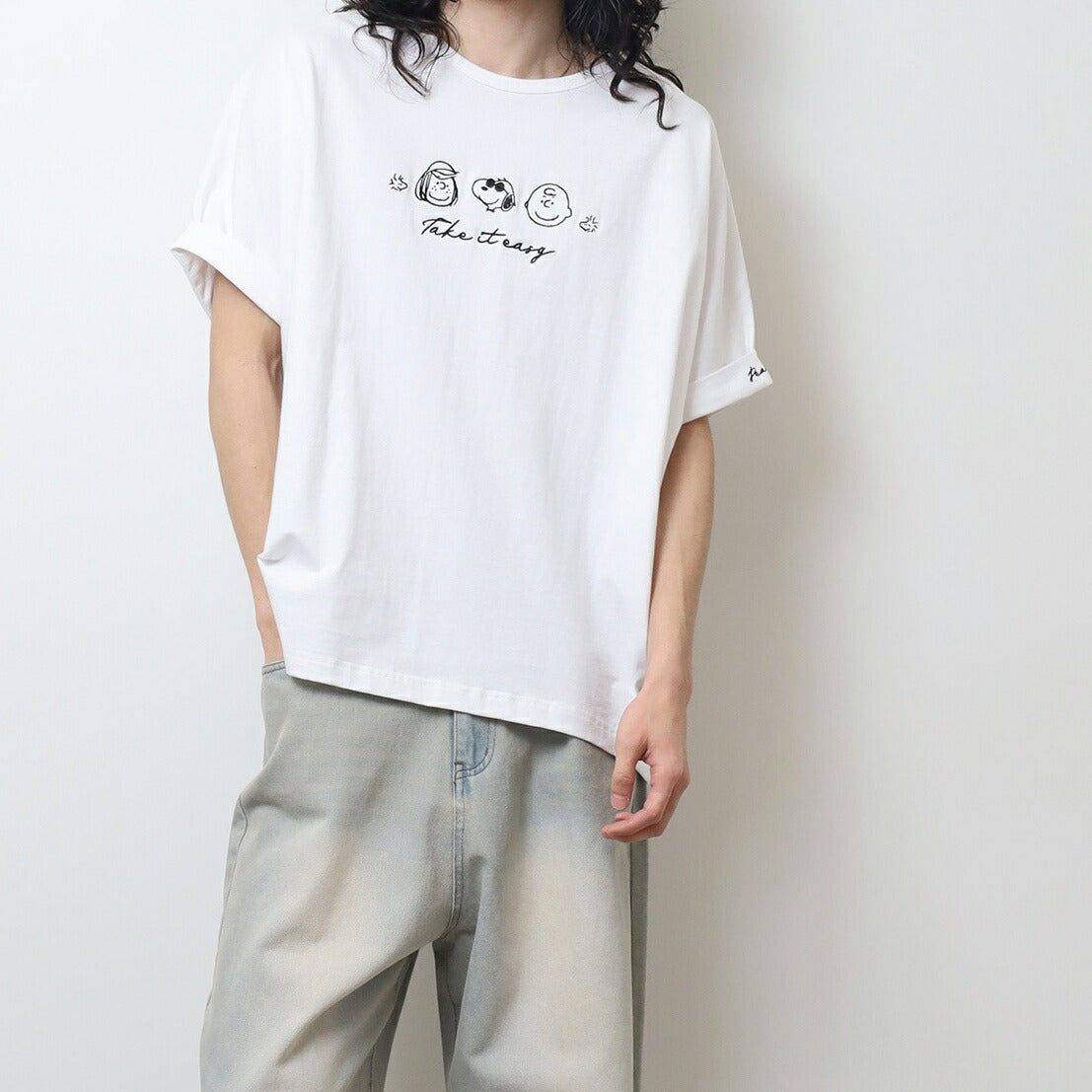 スヌーピー Tシャツ 半袖 トップス 裾 バルーン チャーリーブラウン ペパーミント・パティ ウッドストック 刺繍 SNOOPY PEANUTS s1152-91sp
