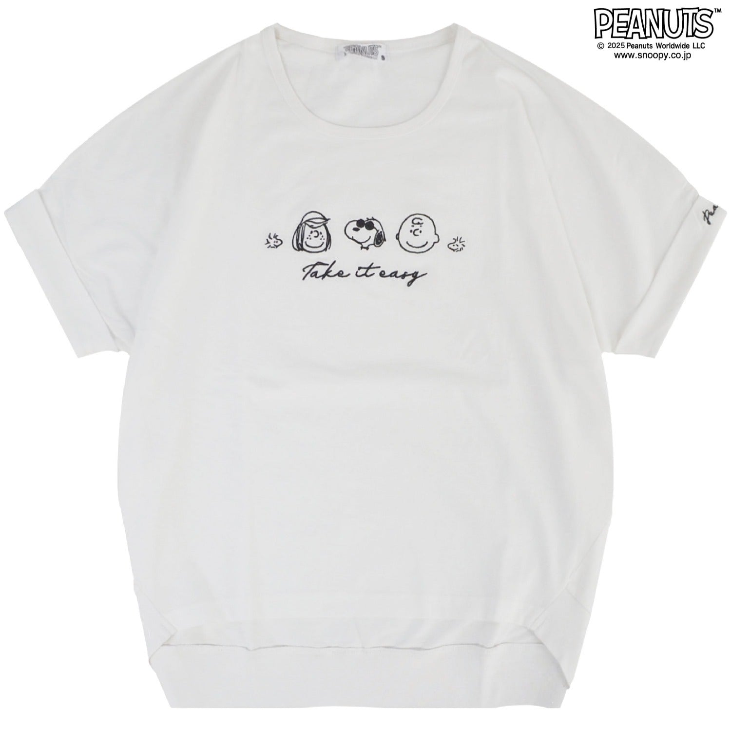 スヌーピー Tシャツ 半袖 トップス 裾 バルーン チャーリーブラウン ペパーミント・パティ ウッドストック 刺繍 SNOOPY PEANUTS s1152-91sp