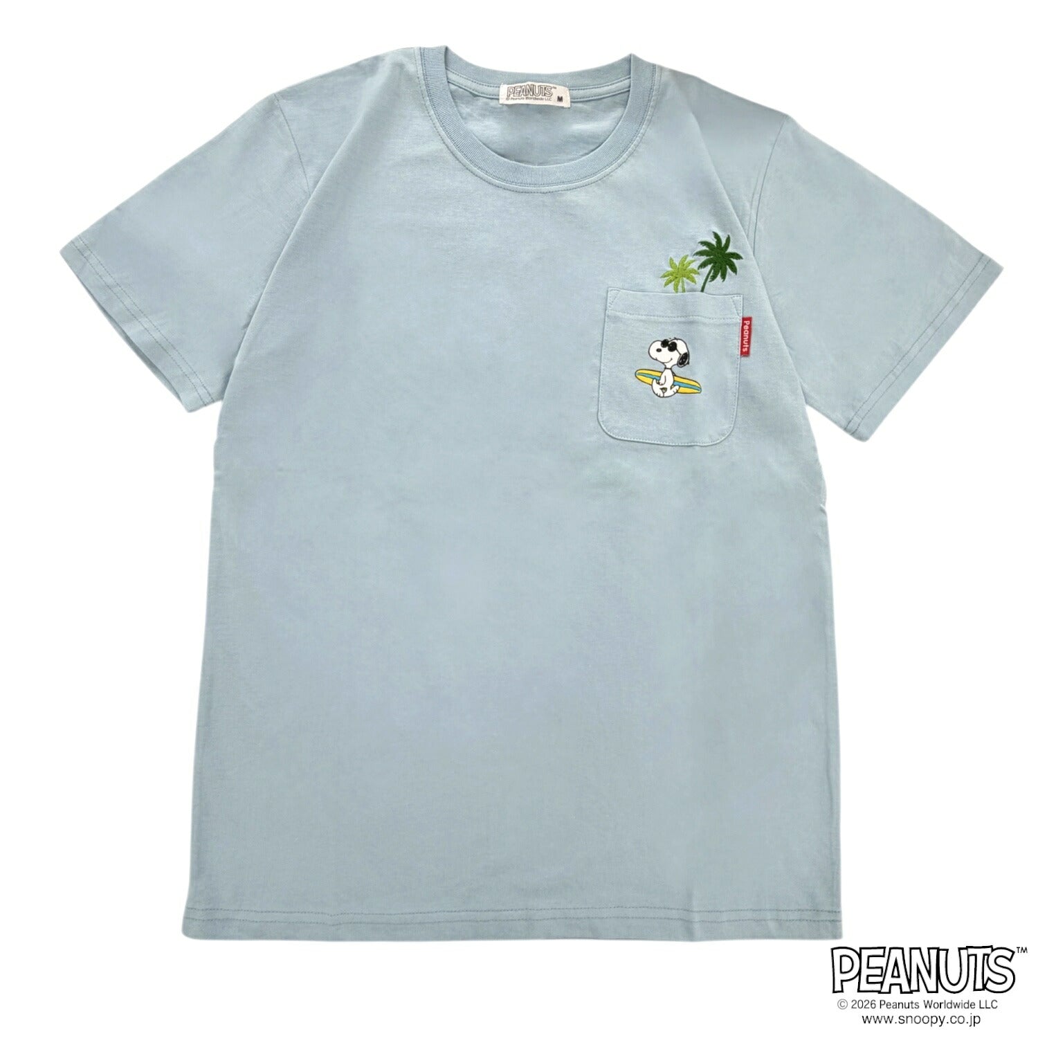 スヌーピー ポケット付き 刺繍 天竺 半袖 Tシャツ SNOOPY PEANUTS ワンポイント 春夏 s1162-100