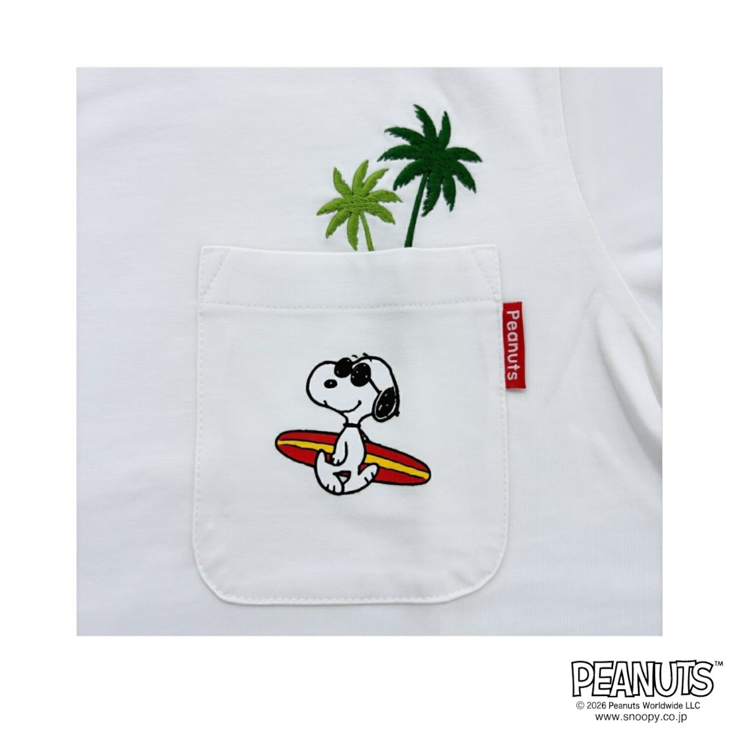 スヌーピー ポケット付き 刺繍 天竺 半袖 Tシャツ SNOOPY PEANUTS ワンポイント 春夏 s1162-100
