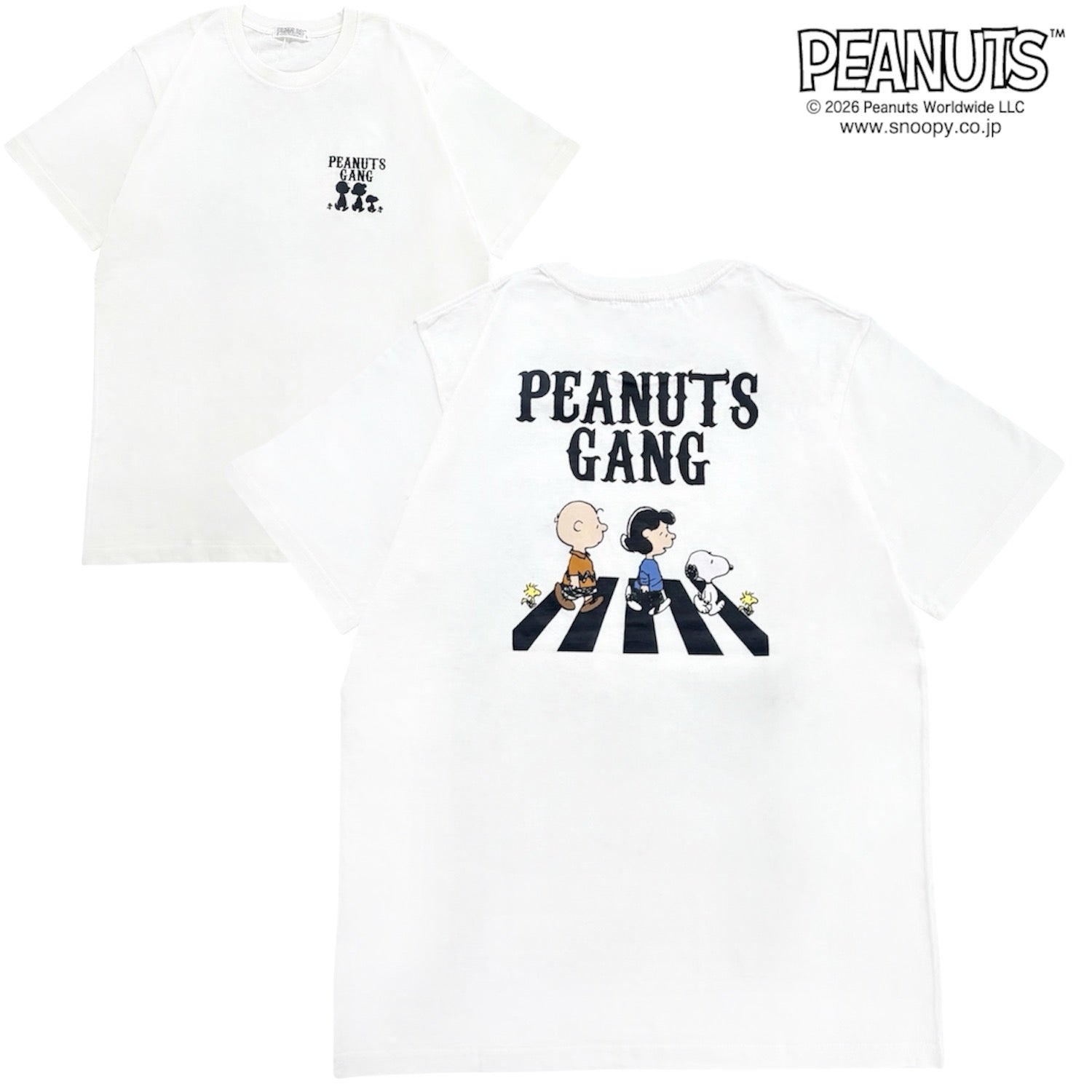 スヌーピー 横断歩道 サングラス プリント 半袖 Tシャツ バックプリント 天竺 メンズ レディース 夏 SNOOPY PEANUTS s1162-102