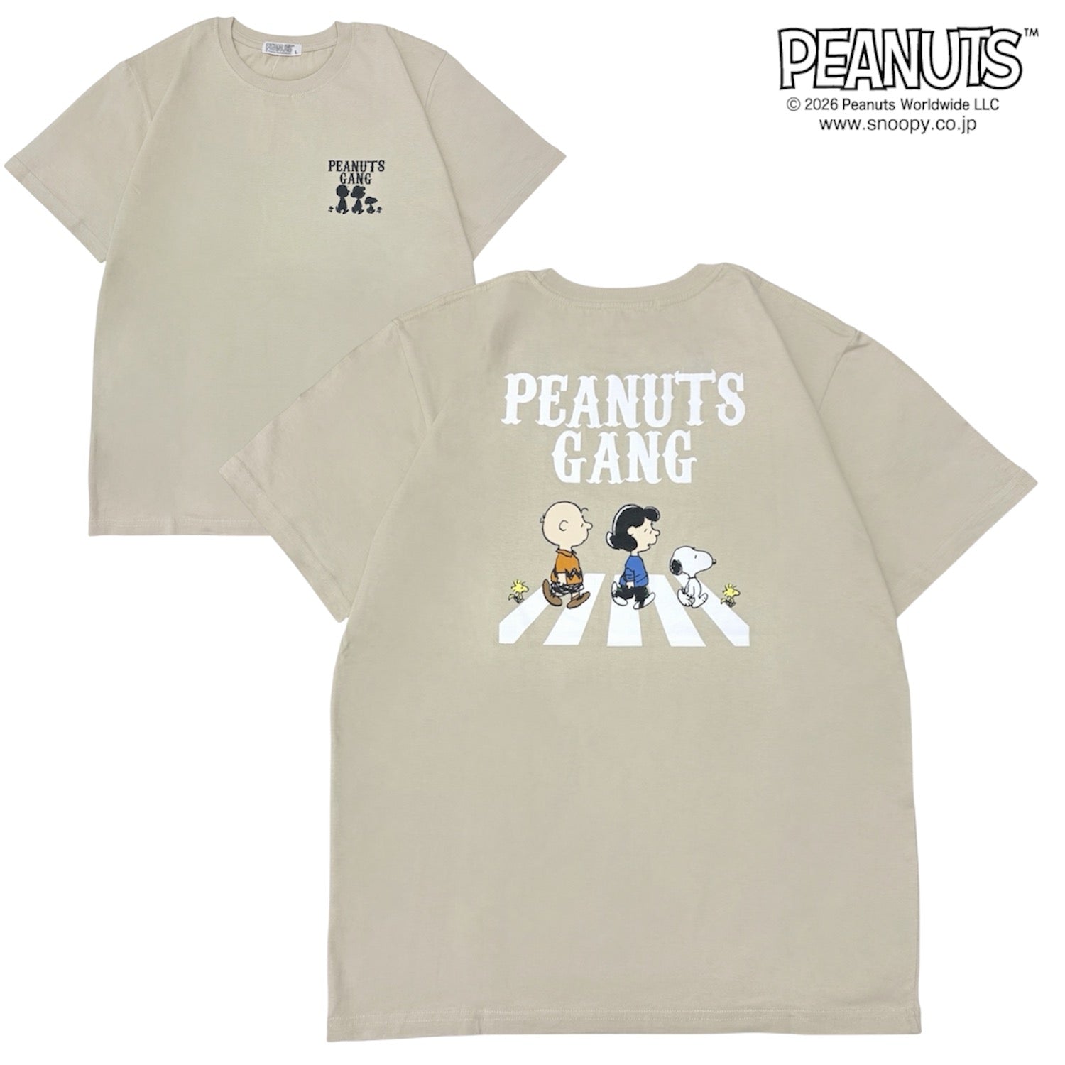 スヌーピー 横断歩道 サングラス プリント 半袖 Tシャツ バックプリント 天竺 メンズ レディース 夏 SNOOPY PEANUTS s1162-102