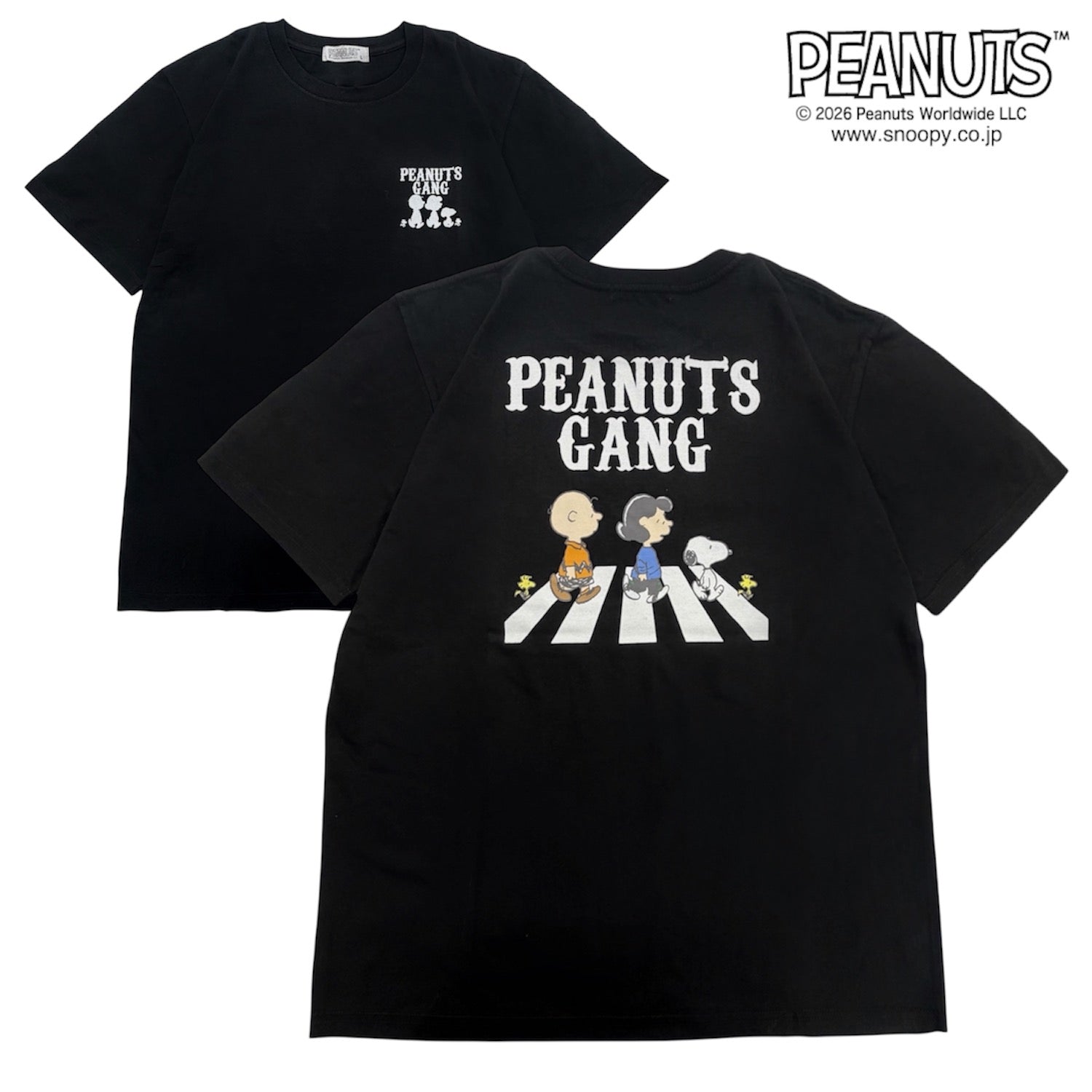 スヌーピー 横断歩道 サングラス プリント 半袖 Tシャツ バックプリント 天竺 メンズ レディース 夏 SNOOPY PEANUTS s1162-102