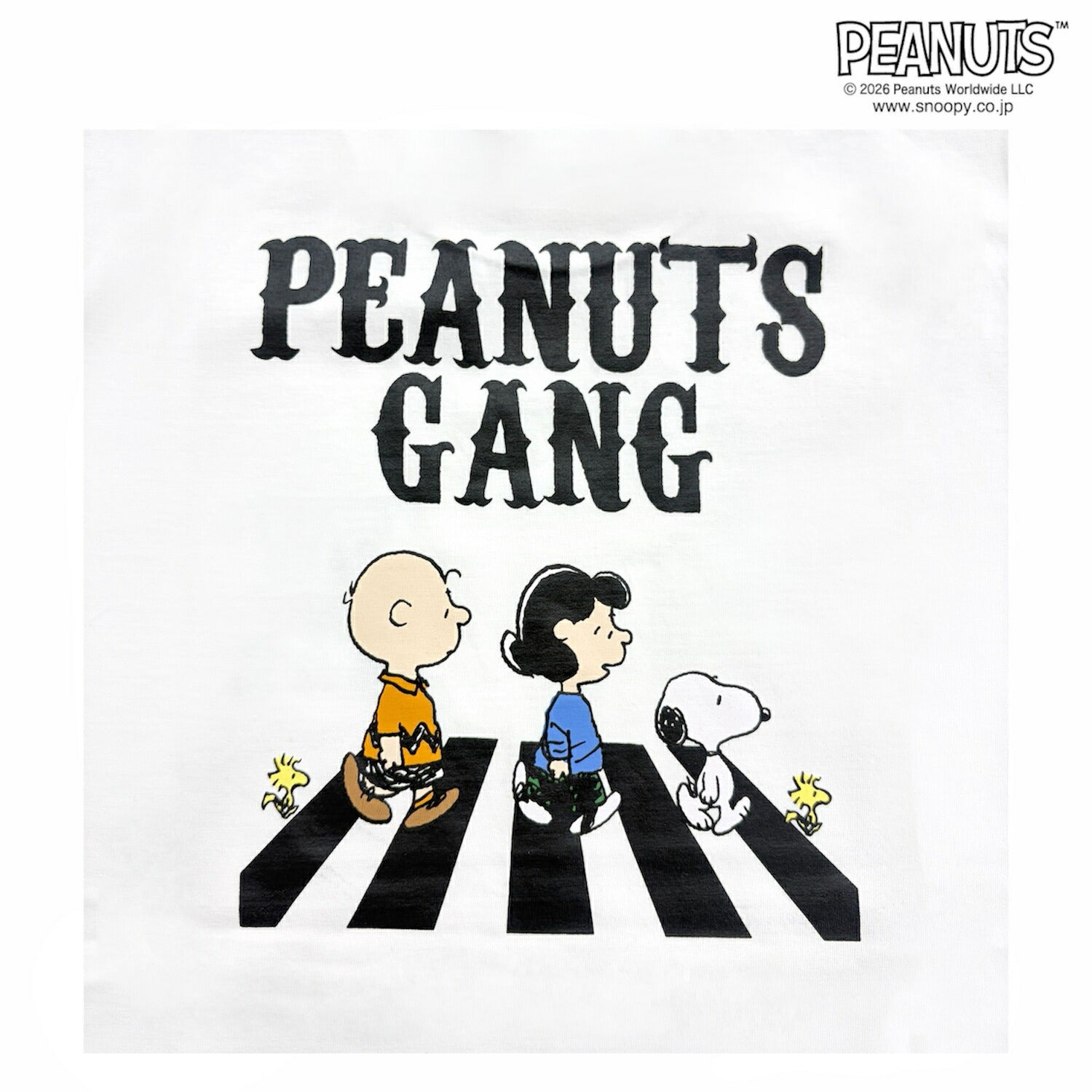 スヌーピー 横断歩道 サングラス プリント 半袖 Tシャツ バックプリント 天竺 メンズ レディース 夏 SNOOPY PEANUTS s1162-102
