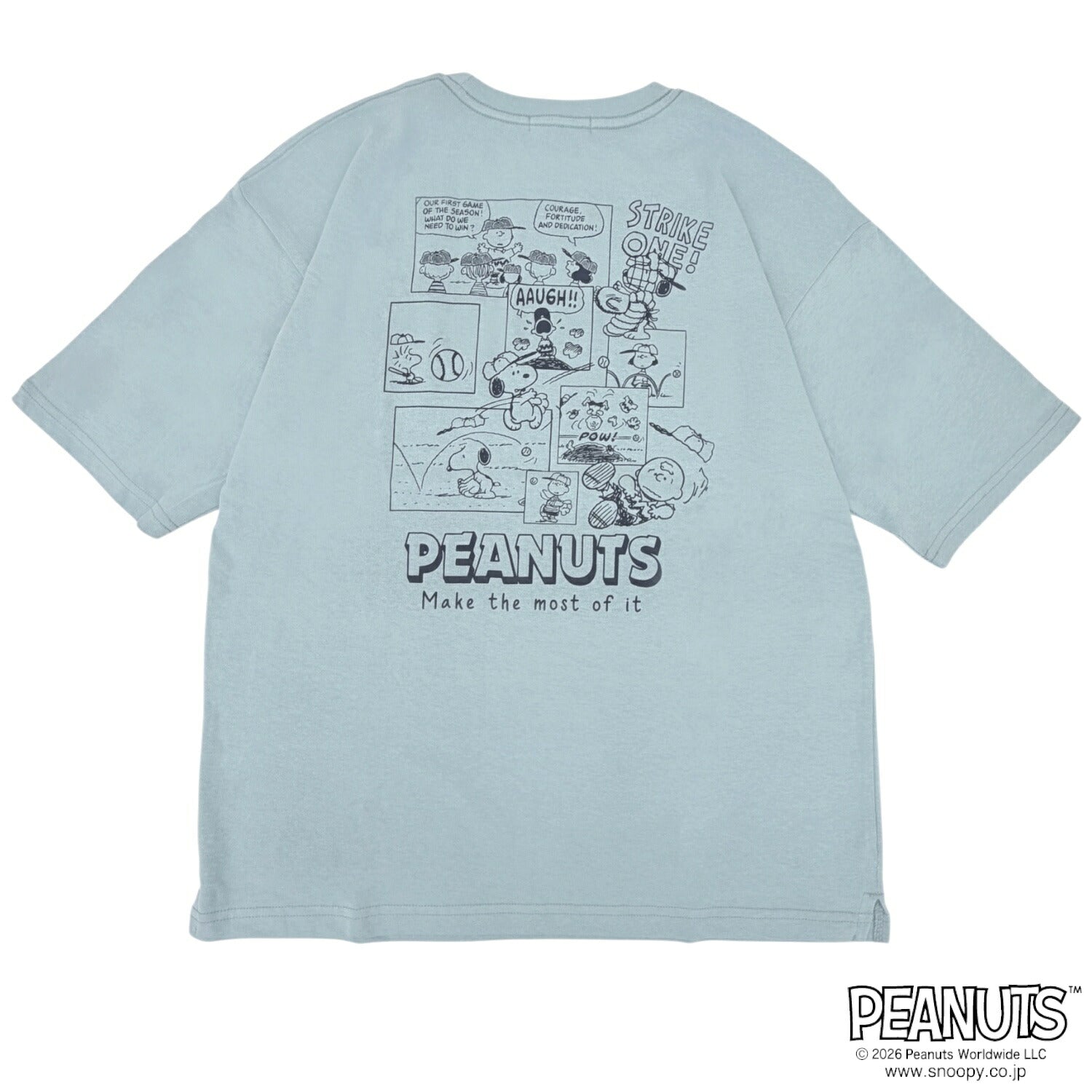 スヌーピー コミック柄 バックプリント ヘビーウェイト ドロップショルダー 刺繍 天竺 半袖 Tシャツ オーバーサイズ SNOOPY PEANUTS s1162-169sp