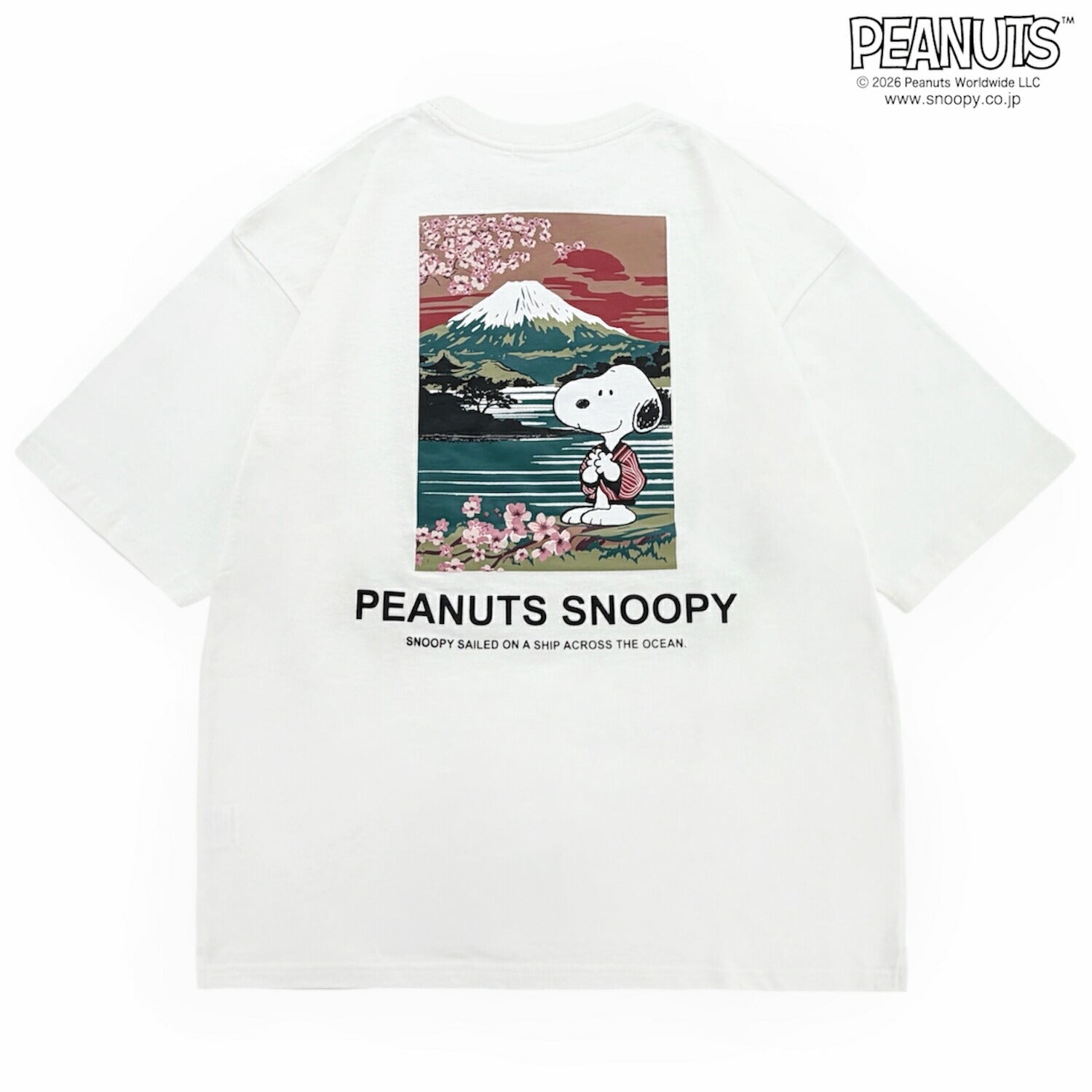 スヌーピー 富士山柄 バックプリント ヘビーウェイト ドロップショルダー 半袖 Tシャツ トップス 天竺 メンズ レディース 春 夏 SNOOPY PEANUTS s1162-173sp