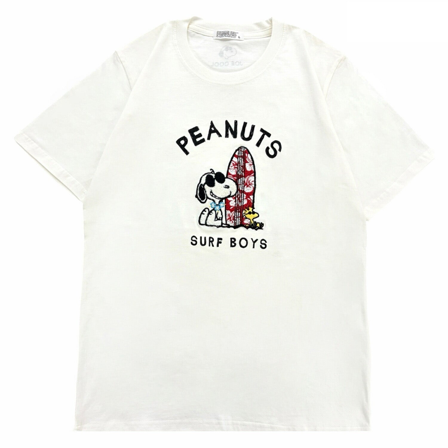 スヌーピー ジョー・クール サーフボード柄 サガラ刺繍 天竺 半袖 Tシャツ トップス 春 夏 SNOOPY s1162-232sp PEANUTS