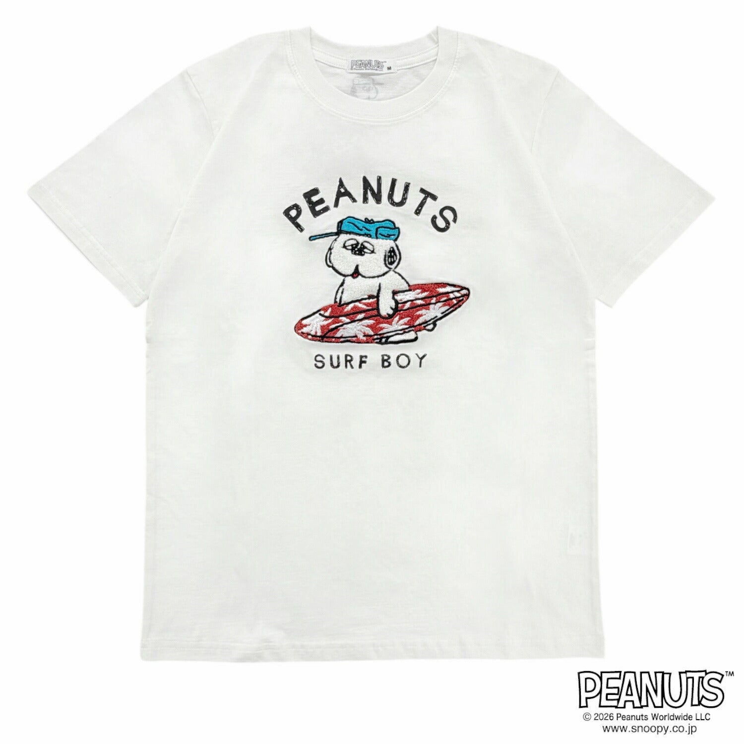 スヌーピー オラフ サーフ柄 プリント サガラ刺繍 天竺 半袖 Tシャツ メンズ レディース 春 夏 SNOOPY PEANUTS s1162-233sp