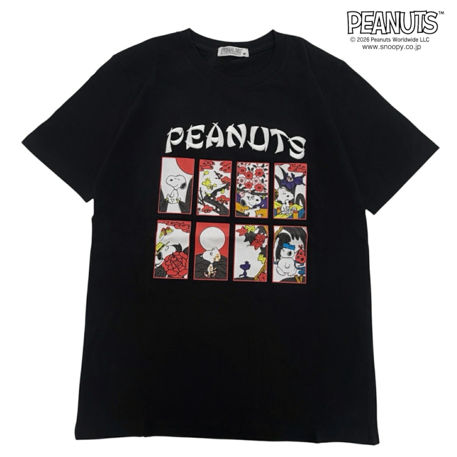 スヌーピー 花札柄 半袖 Tシャツ プリント 天竺 ロゴ刺繍 メンズ レディース 夏 和柄 SNOOPY PEANUTS s1162-234sp