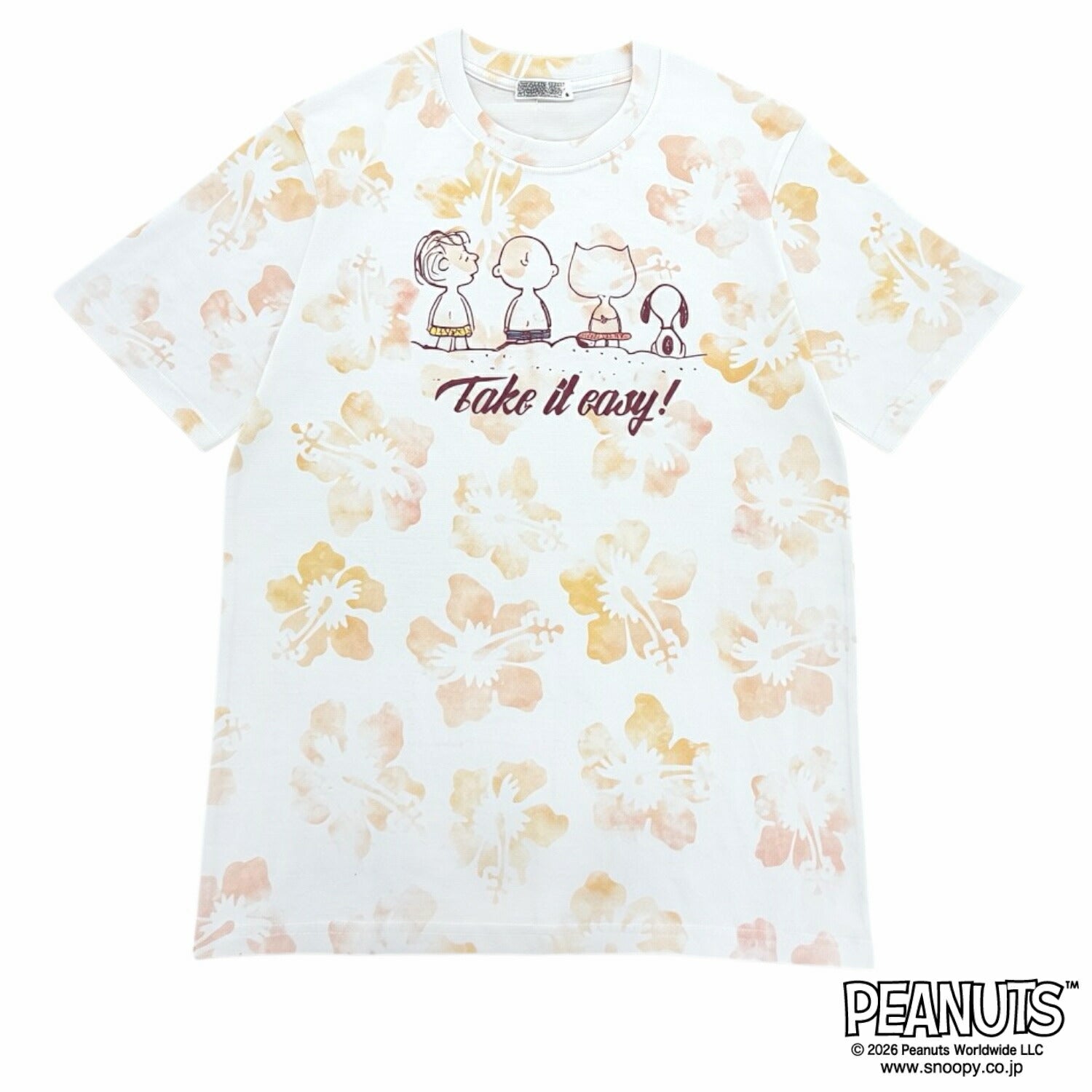 スヌーピー ビーチ柄 タイダイ プリント ハイビスカス 天竺 半袖 Tシャツ メンズ レディース 春 夏 SNOOPY PEANUTS
