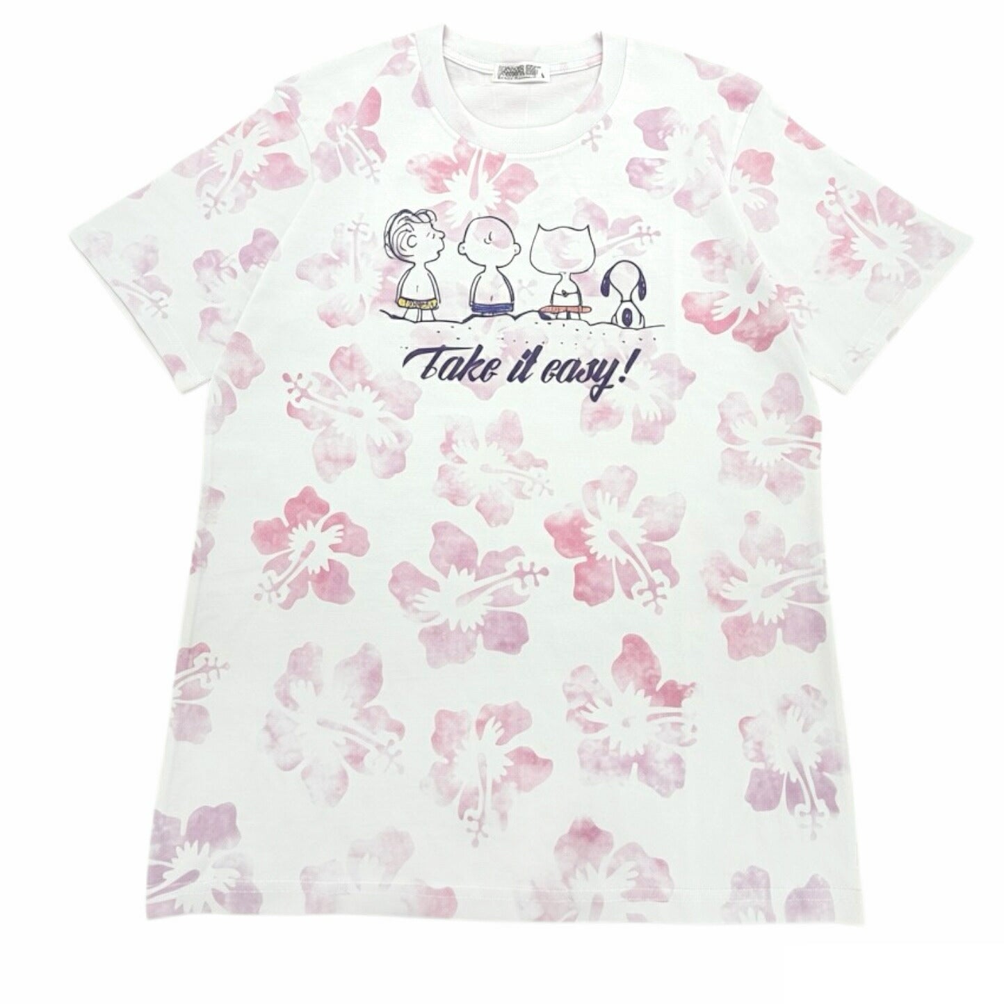 スヌーピー ビーチ柄 タイダイ プリント ハイビスカス 天竺 半袖 Tシャツ メンズ レディース 春 夏 SNOOPY PEANUTS
