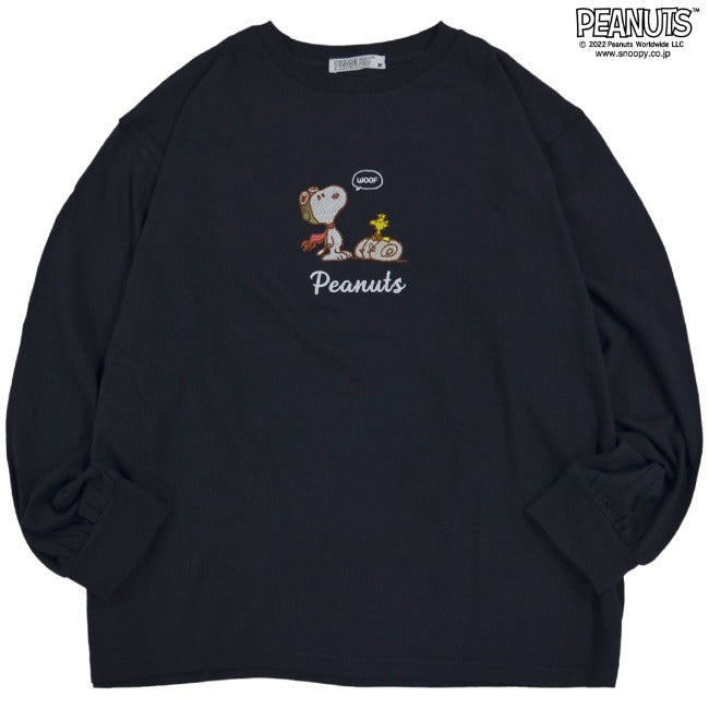 スヌーピー Tシャツ 長袖 刺繍 チャリーブラウン フライングエース PEANUTS SNOOPY s1223-546sp