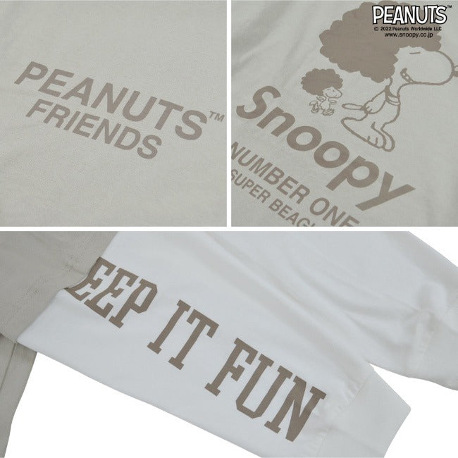 スヌーピー ピーナッツ Tシャツ 長袖 切り替え プリント SNOOPY PEANUTS s1223-551sp