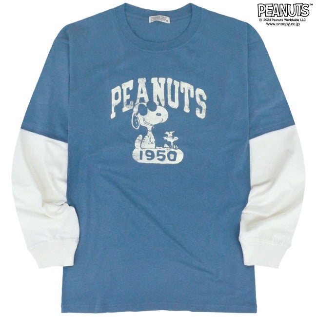 スヌーピー 切替 長袖 Tシャツ 袖切替 ロンT 春秋 SNOOPY PEANUTS s1233-556sp