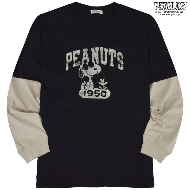 スヌーピー 切替 長袖 Tシャツ 袖切替 ロンT 春秋 SNOOPY PEANUTS s1233-556sp