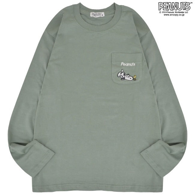 スヌーピー Tシャツ 長袖 トップス 刺繍 ポケット オラフ SNOOPY PEANUTS s1243-16sp