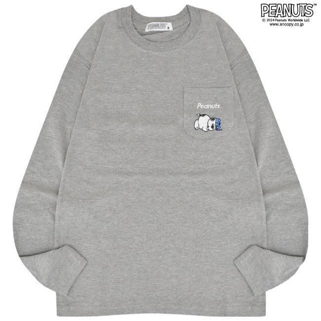 スヌーピー Tシャツ 長袖 トップス 刺繍 ポケット オラフ SNOOPY PEANUTS s1243-16sp
